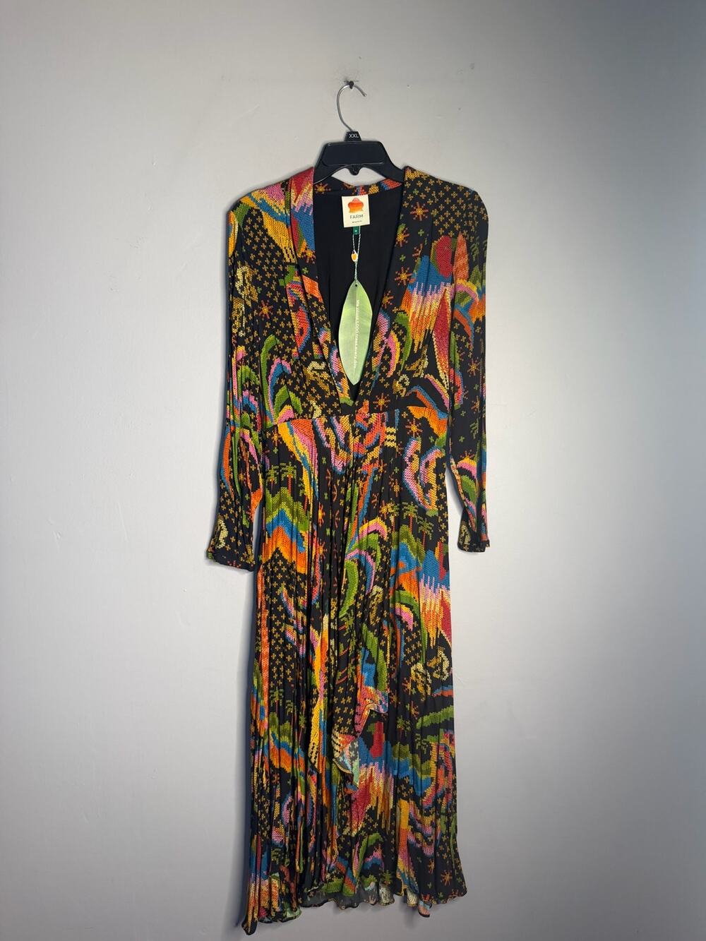 Farm Rio Macaw Island Maxi Dress Green Tropical Print Sleeveless Size Medium M - Picture 1 of 6